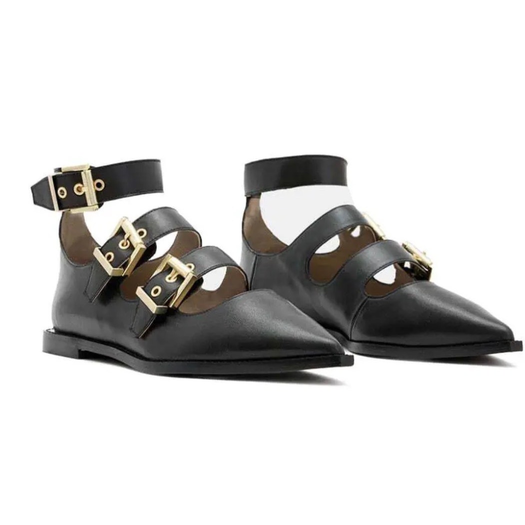 Nwt Allsaints Susan Buckle Leather Shoes Women's Sz. 6
